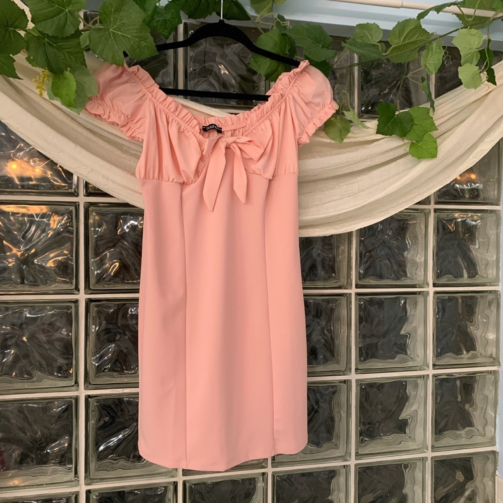 Pink off the shoulder dress